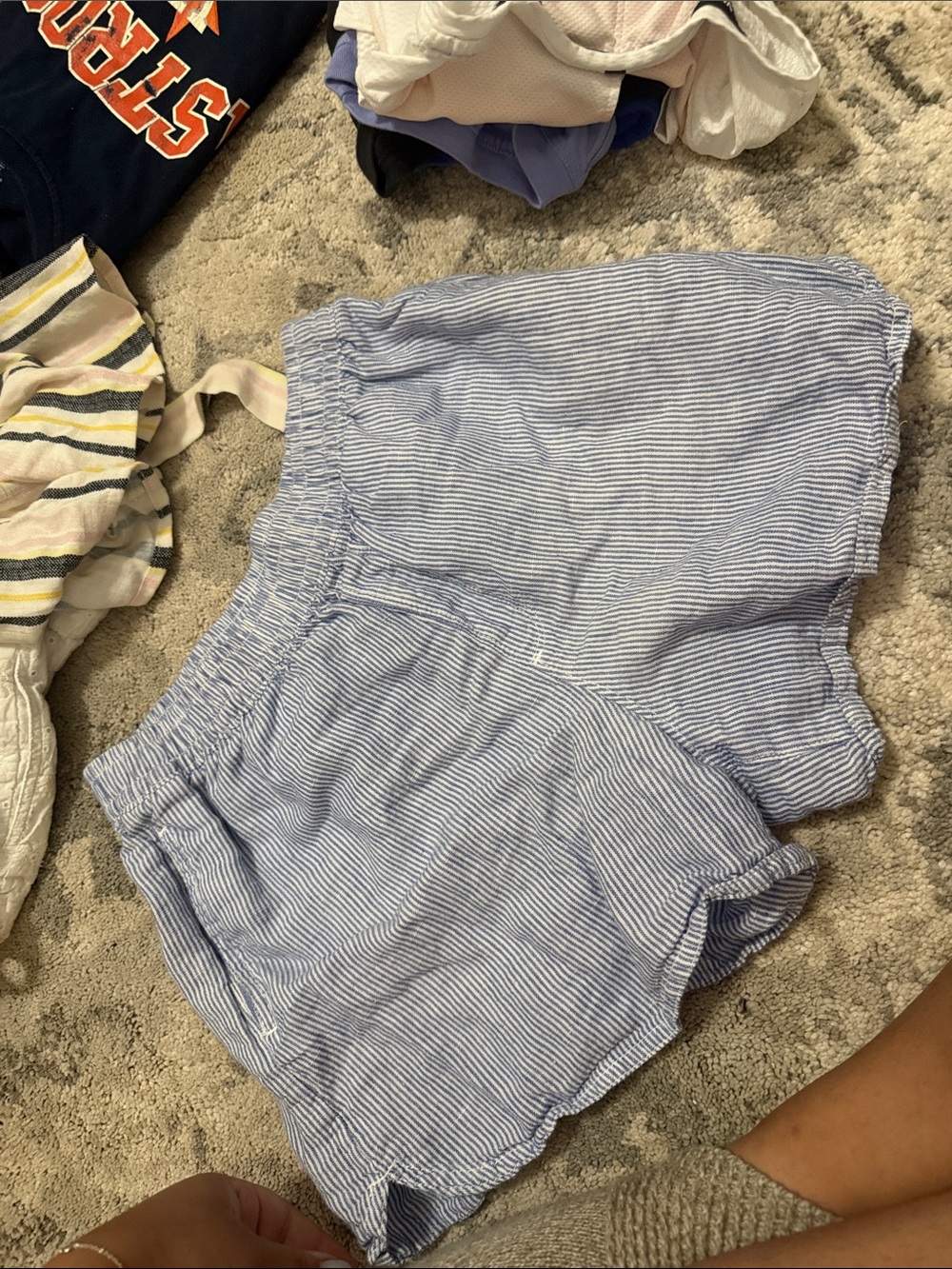 GAP Light Blue & White Pinstripe Elastic Waist Girls' Shorts